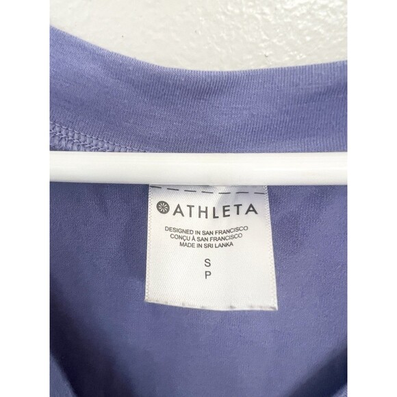 Athleta Explore Tee Shirt Split Back V-neck Purple Lilac Tie Yoga Hiking Small - Picture 3 of 5